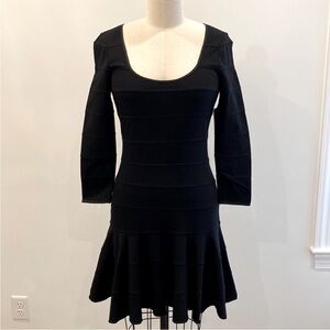 Juicy Couture Band Strips Knit zipper Black Twirly Dress